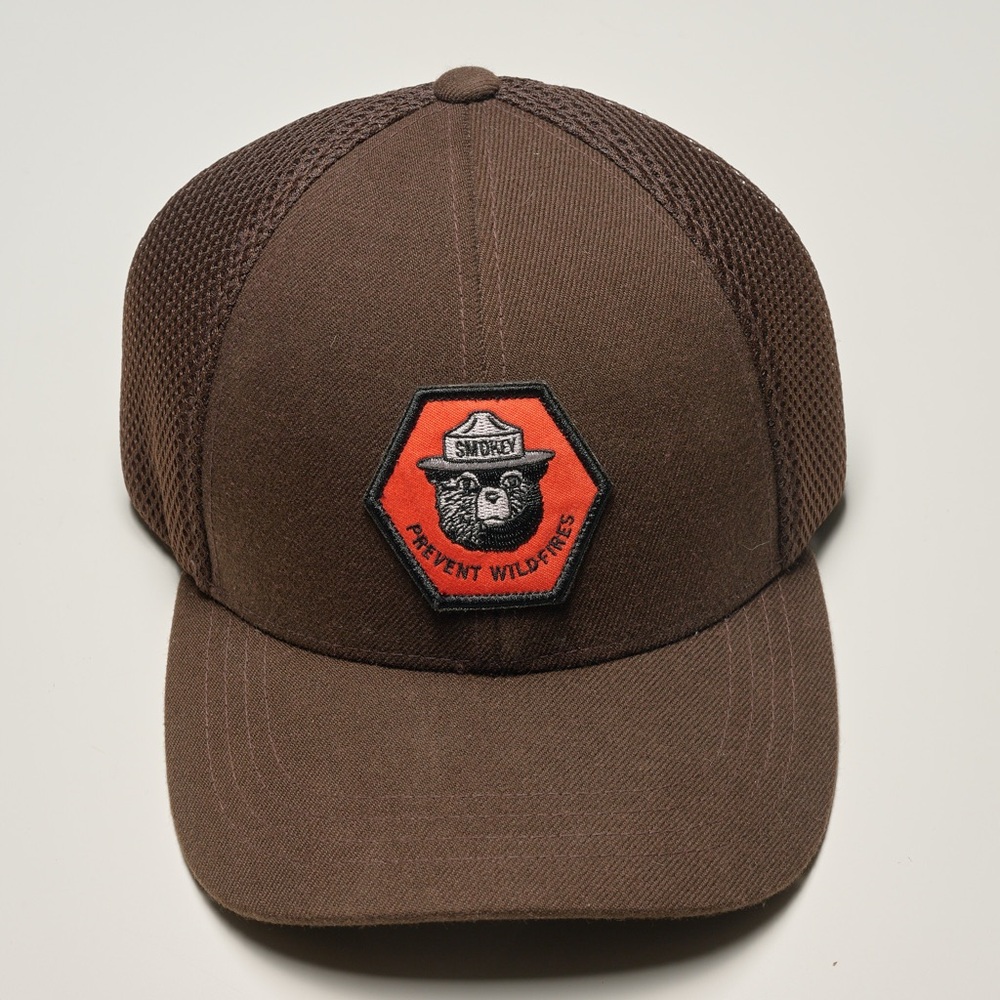 C.C. Filson Smokey Bear Mesh Logger Cap, Filson Hat, Dark Brown